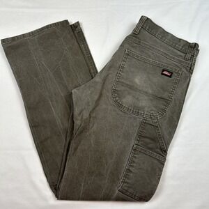 Dickies Carpenter Pants Relaxed Fit Black Workwear 35x33 Duck Canvas Flex Faded
